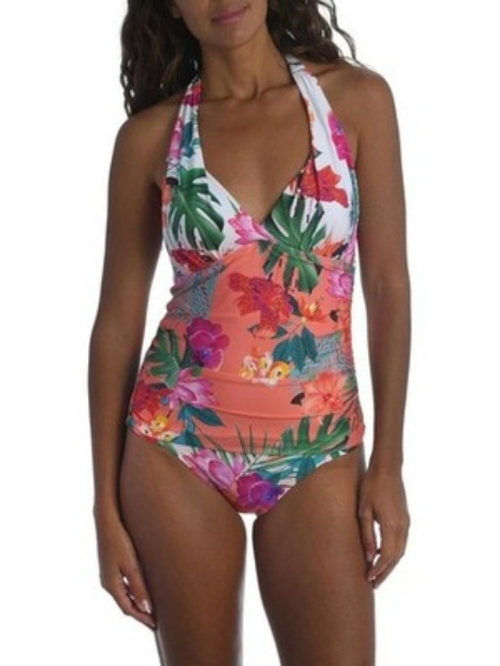 Pre-owned La Blanca Womens V-Neck Halter Tie Tankini Swimsuit Top Size 6
